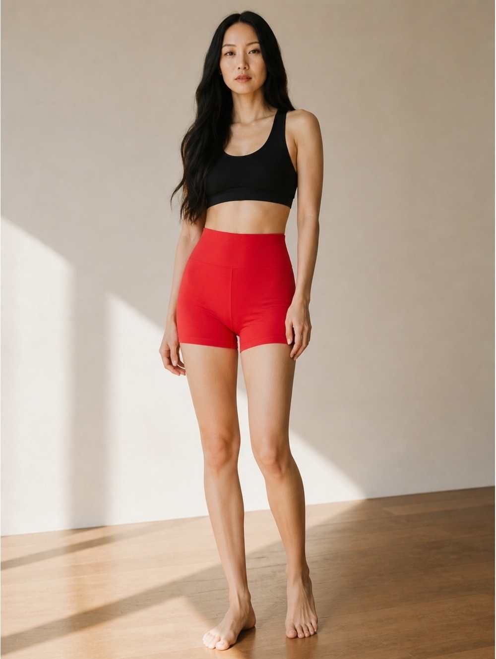 #601 No Boundaries Red High-Waisted Stretchy Active Shorts